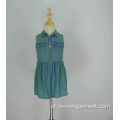 casual jeans meninas vestido de camisa sem mangas